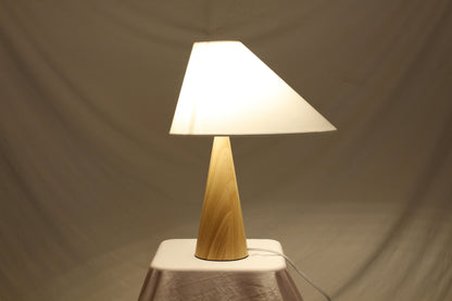 Asymmetric Drift Table Lamp | Hand-Turned Solid Wood & Linen Shade