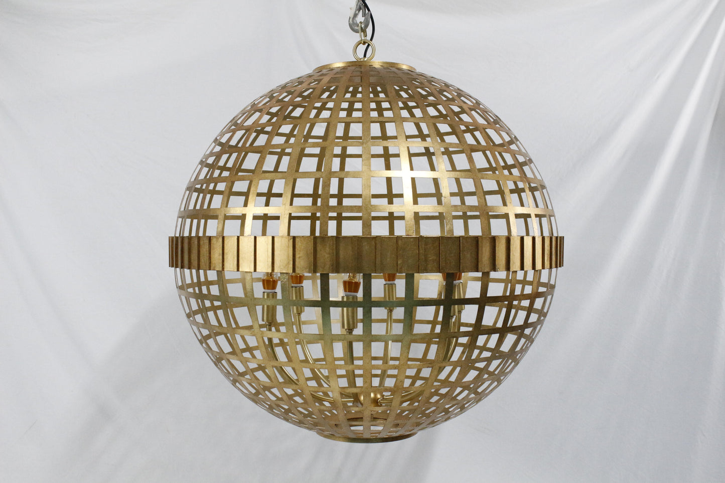 Orbital Grid Spherical Chandelier | Hand-Welded Solid H65 Brass