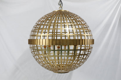 Orbital Grid Spherical Chandelier | Hand-Welded Solid H65 Brass
