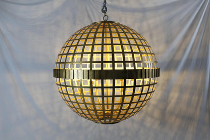 Orbital Grid Spherical Chandelier | Hand-Welded Solid H65 Brass
