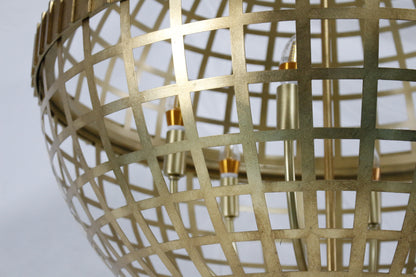 Orbital Grid Spherical Chandelier | Hand-Welded Solid H65 Brass