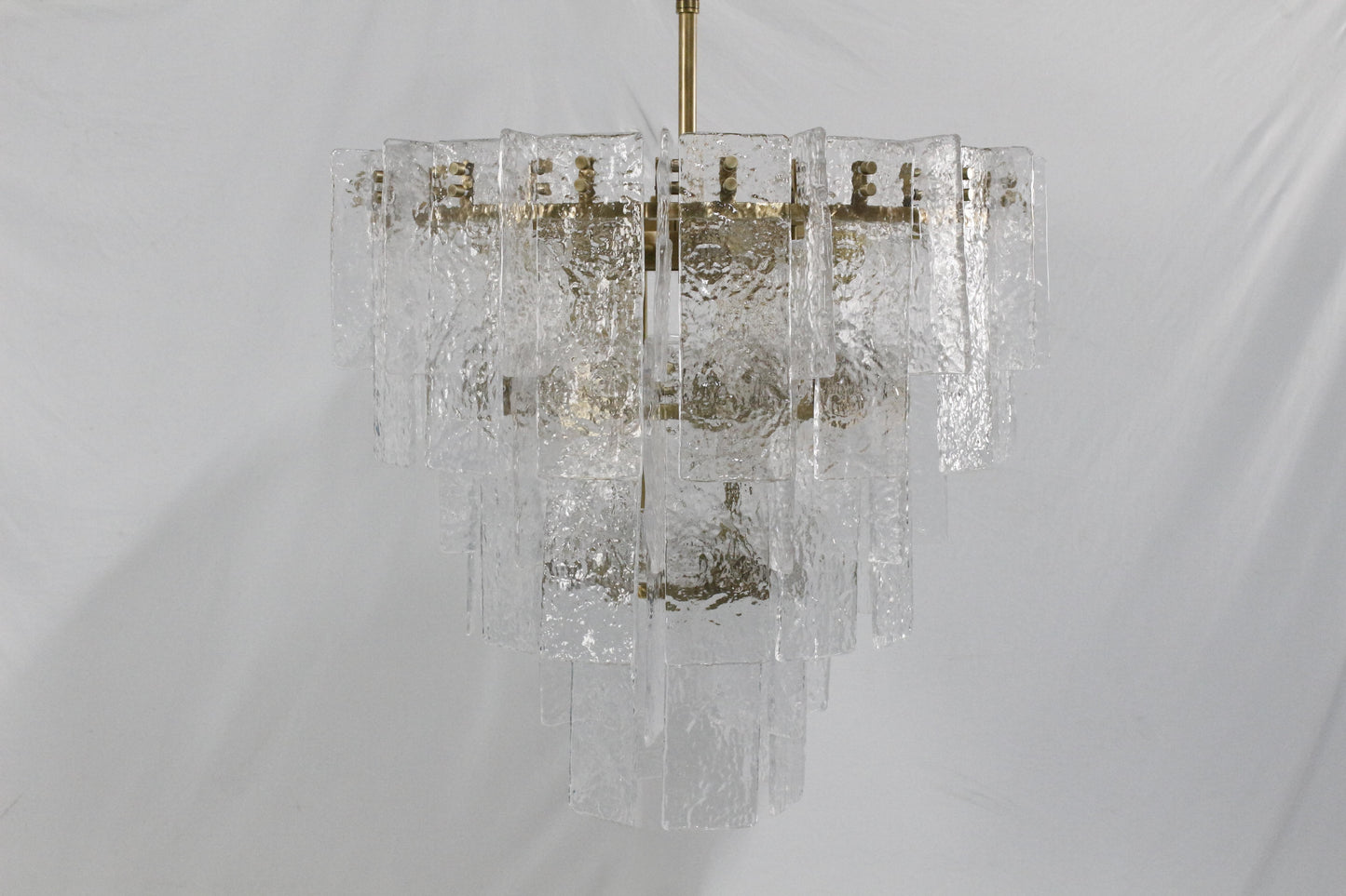 Glacier Cascade Tiered Chandelier | Hand-Cast Ice Glass & Solid H65 Brass