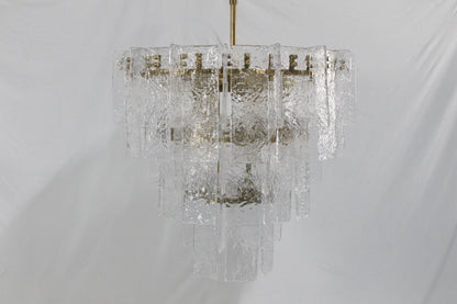 Glacier Cascade Tiered Chandelier | Hand-Cast Ice Glass & Solid H65 Brass
