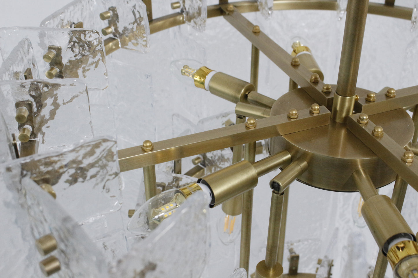 Glacier Cascade Tiered Chandelier | Hand-Cast Ice Glass & Solid H65 Brass
