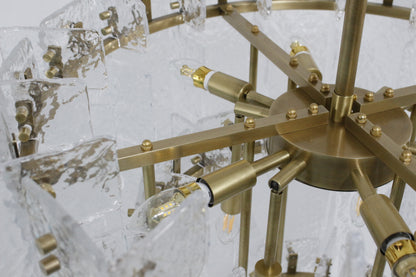 Glacier Cascade Tiered Chandelier | Hand-Cast Ice Glass & Solid H65 Brass