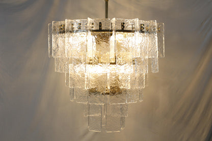 Glacier Cascade Tiered Chandelier | Hand-Cast Ice Glass & Solid H65 Brass