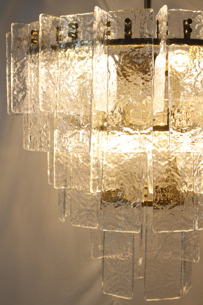 Glacier Cascade Tiered Chandelier | Hand-Cast Ice Glass & Solid H65 Brass