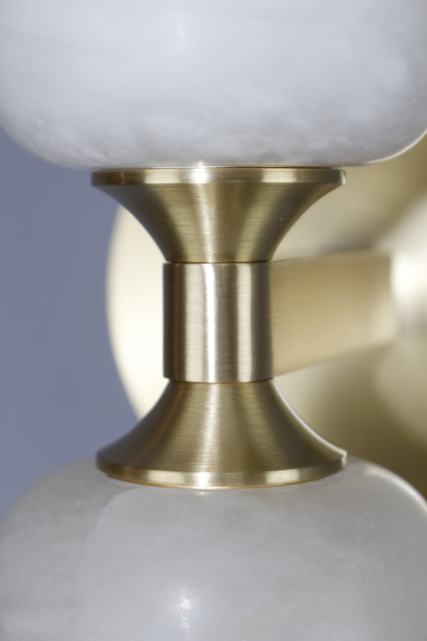 Lyra Twin Wall Sconce | Alabaster-Style Glass & Solid H65 Brass